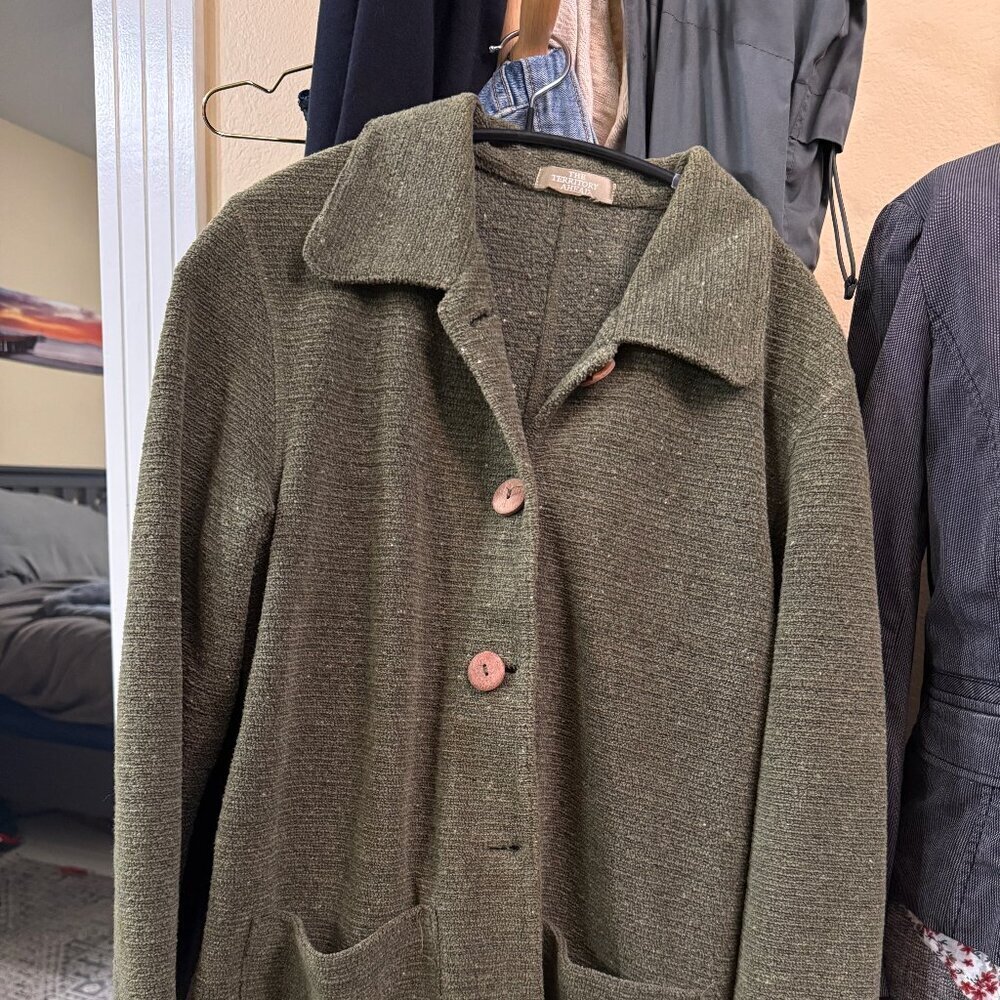 Territory Ahead Olive Green Textured Knit Jacket | Cozy Button Front | L - Picture 2 of 10